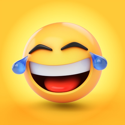3d rendering of emoji with smiley face on podium.