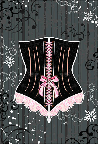 illustrazioni stock, clip art, cartoni animati e icone di tendenza di corsetto - lace pink white black