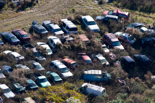 istock Aerial view junkyard 1085029788