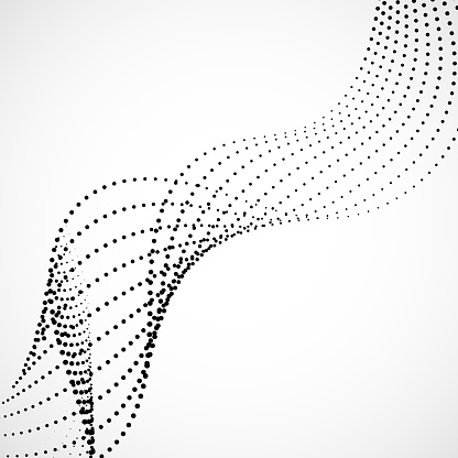 Abstract, wave, halftone, dot, line, dotted, background, black