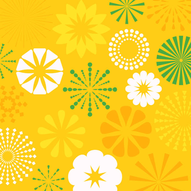 Yellow Abstract Bursts Background Blue abstract circle splash burst design elements. sun backgrounds stock illustrations