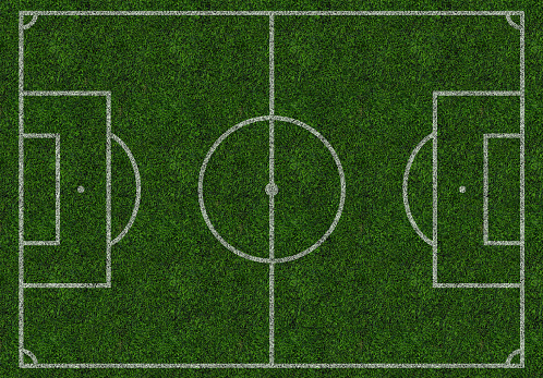 Soccer field seen from above.