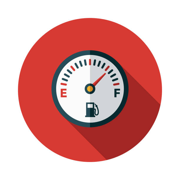 ikona serwisu samochodowego flat design fuel gauge - gas gauge full empty stock illustrations