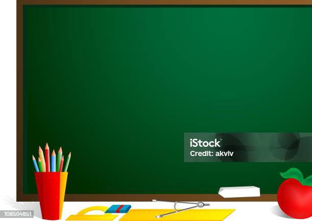 School Blackboard Stock Illustration - Download Image Now - Apple - Fruit, Blank, Cartoon