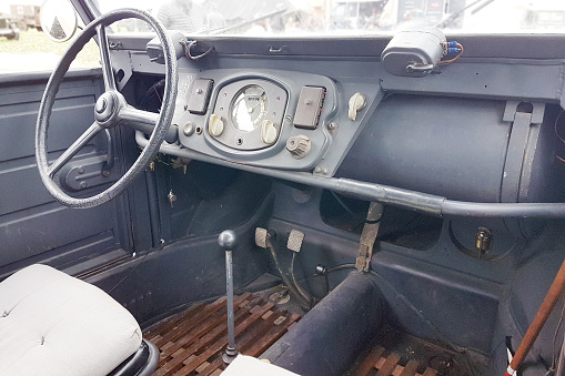 close up of dashboard of military vehicle