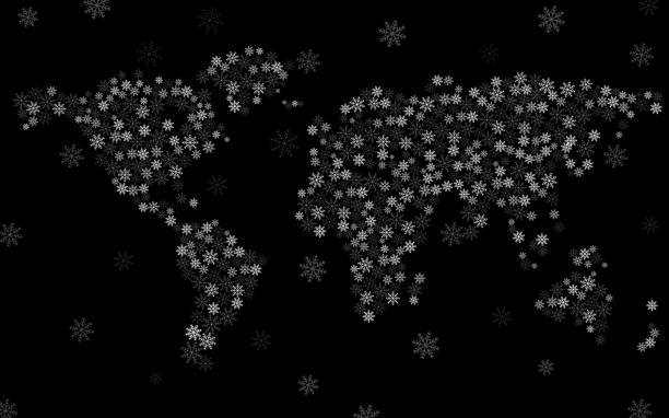 雪の抽象的な世界地図 - christmas australia asia globe点のイラスト素材／クリップアート素材／マンガ素材／アイコン素材