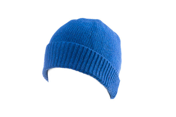 Blue Wool Beanie Hat Blue wool beanie hat cap perfect for winter weather isolated on white background toque stock pictures, royalty-free photos & images