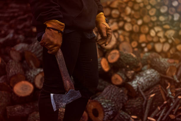 istock A man holds an ax in his hands against 1085056800