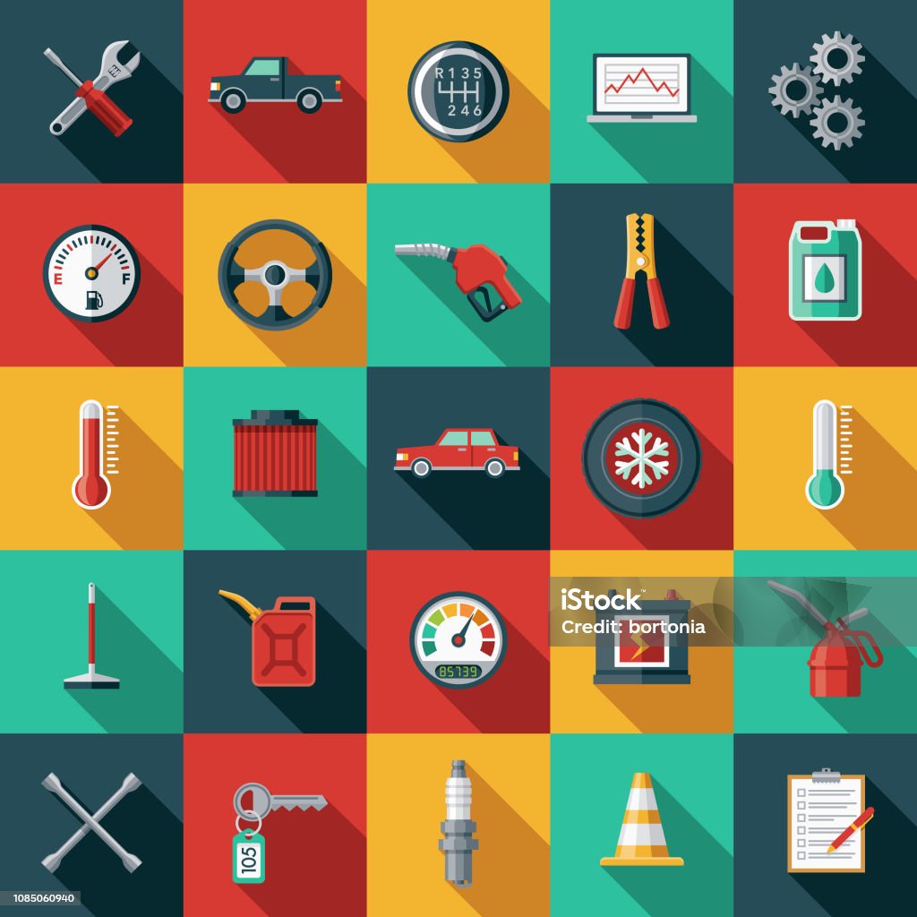 Car Service Icon Set - Royalty-free Símbolo de ícone arte vetorial