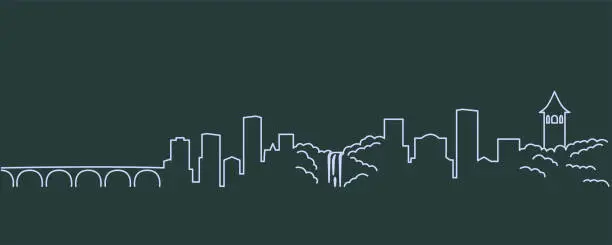 Vector illustration of Minneapolis Single Line Skyline