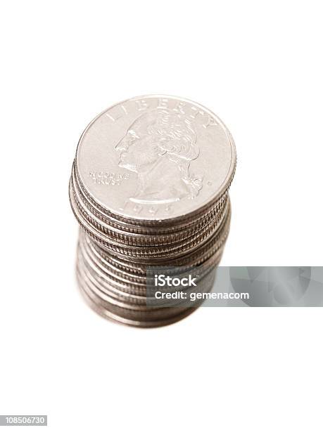 Stapel Quarter Münzen Stockfoto und mehr Bilder von 1-Cent-Stück - 1-Cent-Stück, 25-Cent-Stück, 5-Cent-Stück