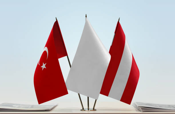 istock Flags of Turkey and Austria 1085069616