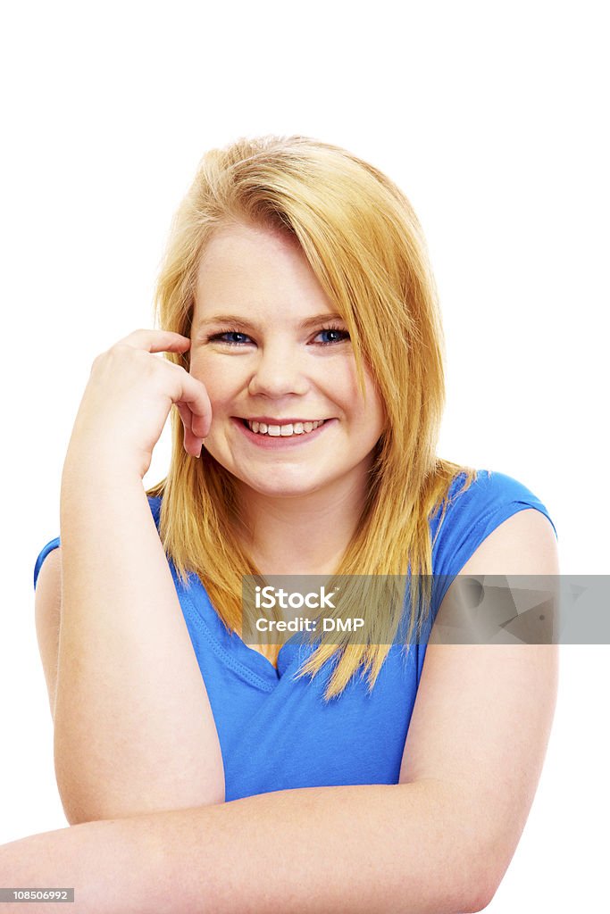 Hermosa mujer joven sonriendo sobre fondo blanco - Foto de stock de Adulto libre de derechos