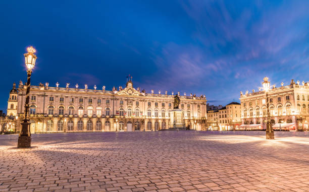 Place Stanislas Nancy France at night stock photo