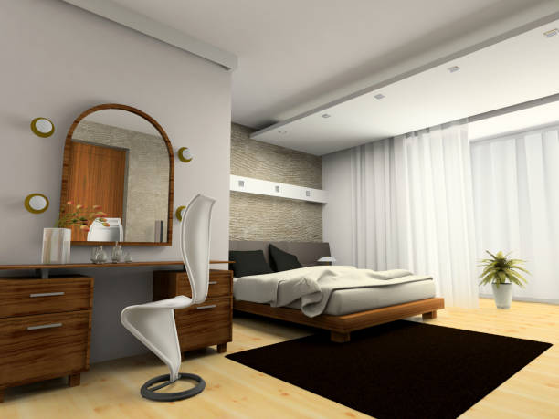 istock Interior of modern bedroom 3D rendering 108508480