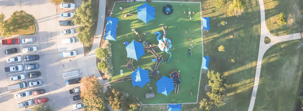 istock Top view huge playground near Dallas, Texas at fall sunset 1085106526