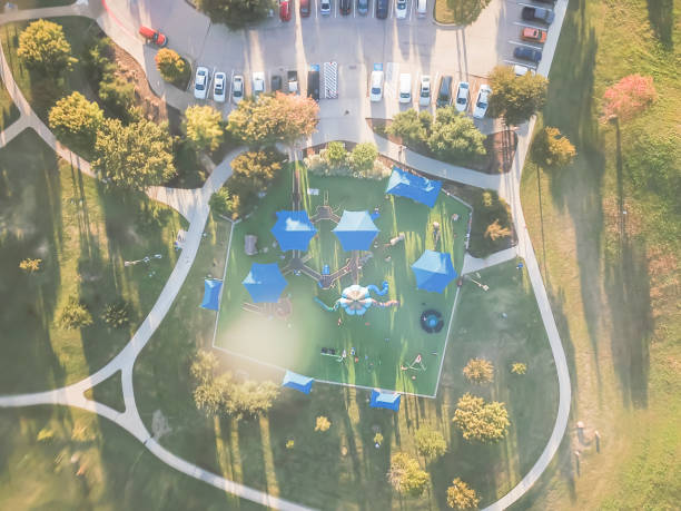 istock Top view huge playground near Dallas, Texas at fall sunset 1085107682