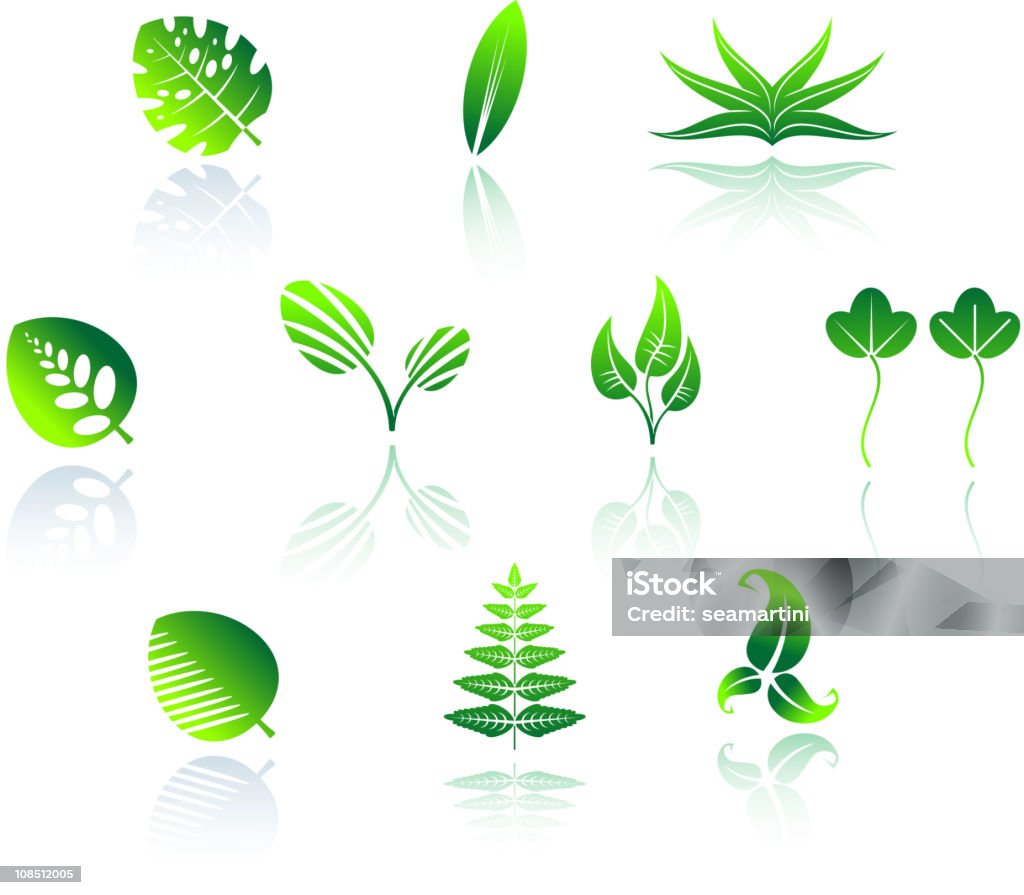 Green leaves Set of green leaves for ecology design Art stock vector