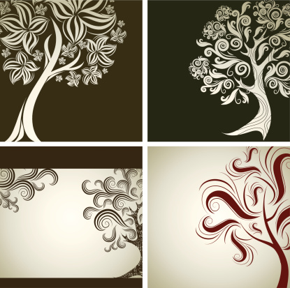Two Vector Samples Of Design With Decorative Tree Stock Illustration ...