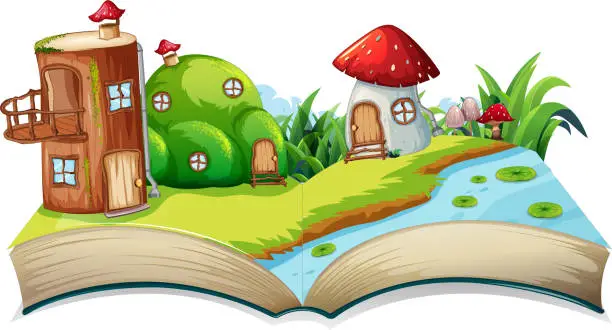 Vector illustration of A fairyland opn open book