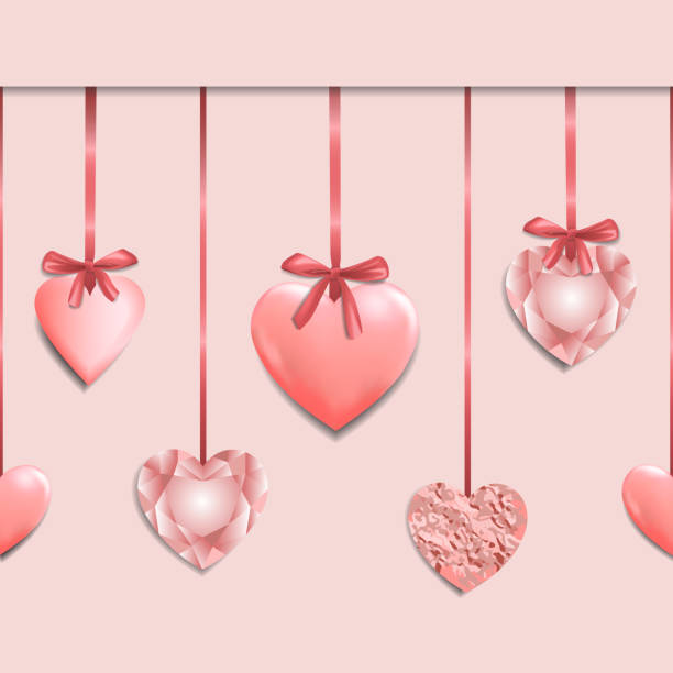 istock Pink Seamless Border with Romantic Heart Garland 1085134690
