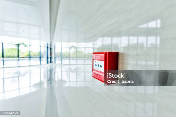 Red Fire Alarm On White Wall Stock Photo - Download Image Now - Fire - Natural Phenomenon, Fire Alarm, Safety