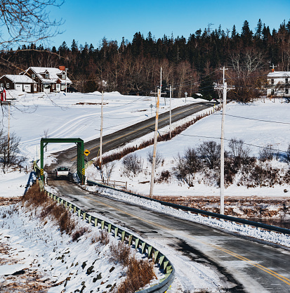 Bridge across a Nova Scotian river in Winter.