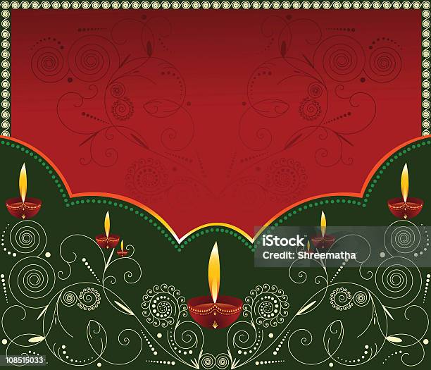 Beatiful Diwali Card Stock Illustration - Download Image Now - Backgrounds, Border - Frame, Color Image