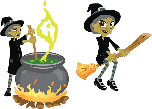 Vector illustration of Busy Witches