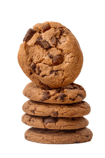 istock Stack of Homemade chocolate chips cookies isolated on white background. Macro 1085151270