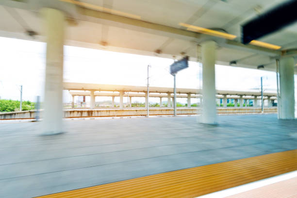 Train arrival in railroad station.