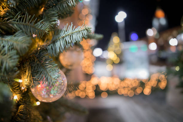 istock Decorated Christmas tree on  blurred, sparkling and fairy background 1085160266