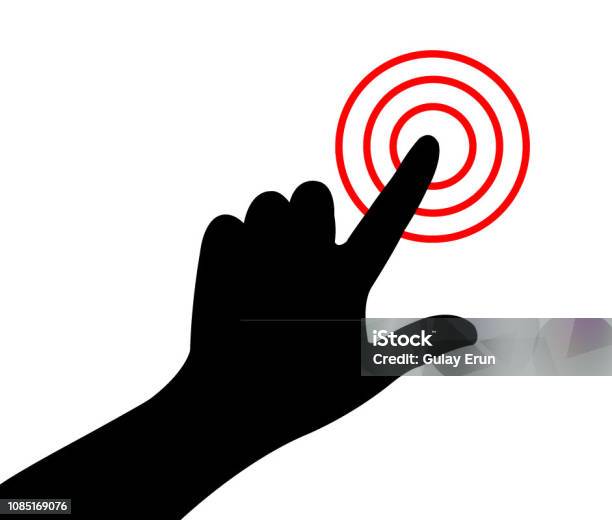 Pointing Target Hand Pointing The Target Silhouette Vector Stock Illustration ...