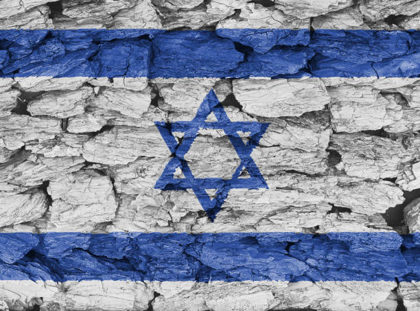 istock Texture of Israel flag on a decorative  bark. 1085172972