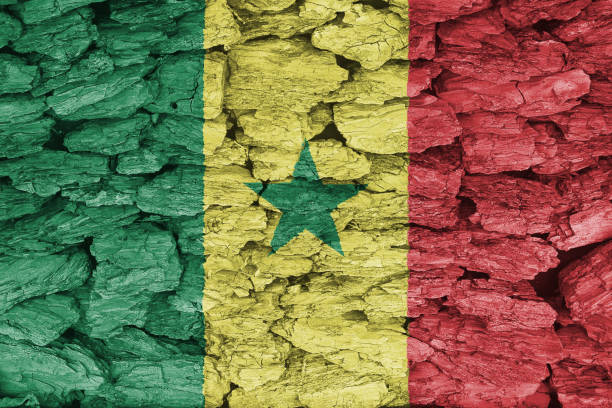 textura da bandeira do senegal - senegal flag dirty africa - fotografias e filmes do acervo