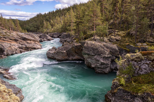 istock View to the waterfall Ridderspranget. 1085175752