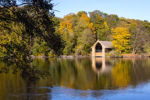 View to a little island named Pfaueninsel, between Potsdam and Berlin, Germany