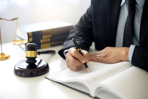 istock Judge lawyer gavel work in office 1085177402