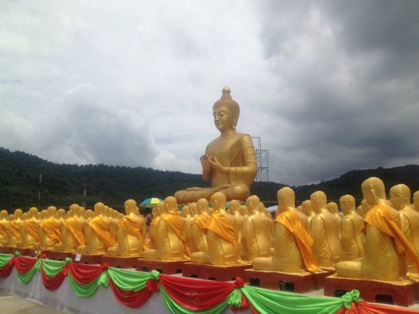 istock Buddha and monks scupture in  Magha Puja Day Buddhism 1085187352
