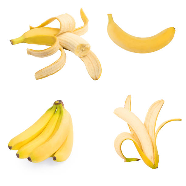 istock Set of four isolated bananas on a white background. 1085187520