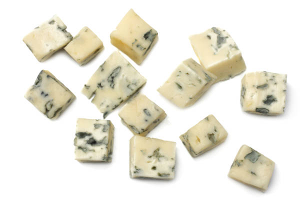 istock blue cheese isolated on a white background. top view 1085193766