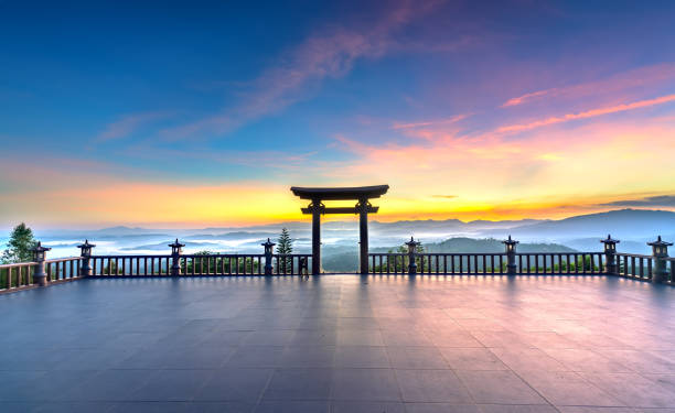 istock The magical dawn on the pagoda 1085194496
