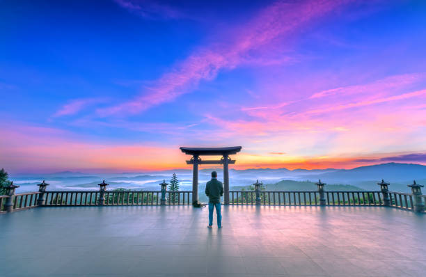 istock The man meditating in front temple as a way to relax soul 1085194550