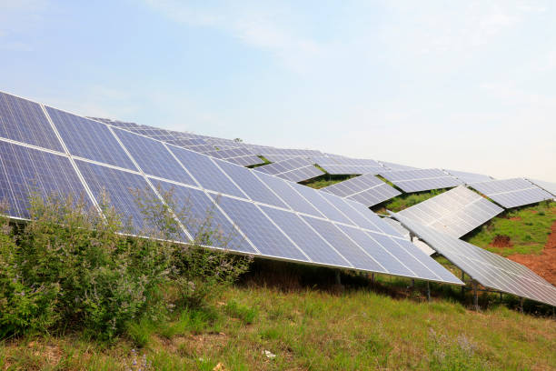 istock solar panel on the hillside, closeup of photo 1085205558