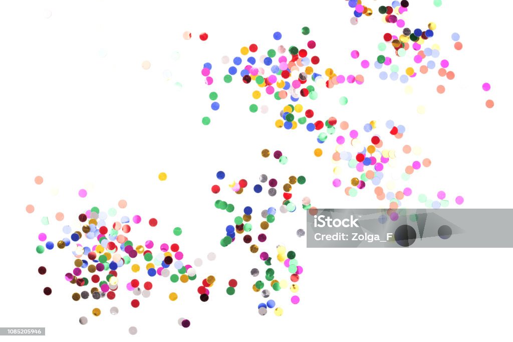 Connfetti colorido isolado no fundo branco. - Foto de stock de Confete royalty-free