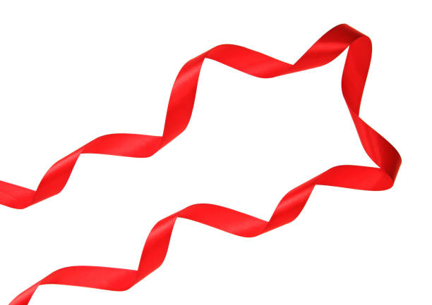 istock Red satin ribbon isolated on white background 1085207616