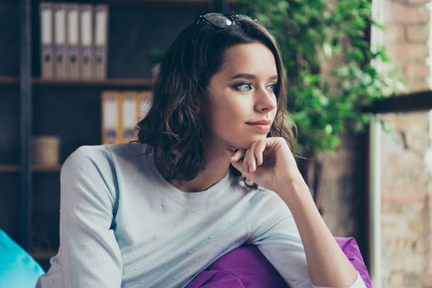 istock Close-up profile side view portrait of nice cute attractive char 1085208804