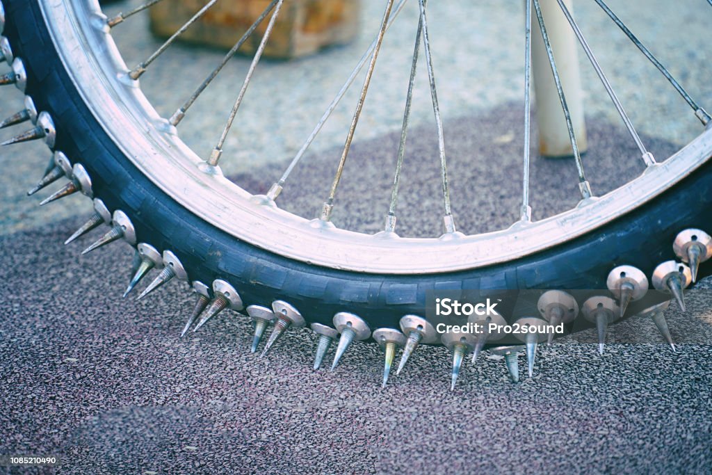 Large Spikes On The Wheels Of Bike For Speedway Stock Photo - Download  Image Now - Motorcycle, Wheel, Black Color - iStock