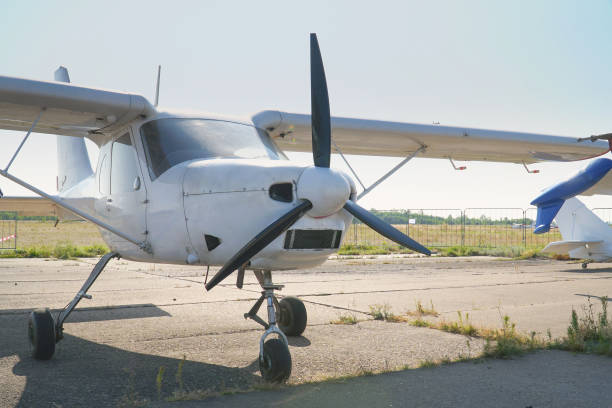 istock Light single-engine aircraft at the airport 1085210512