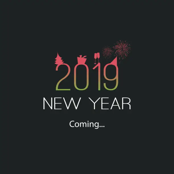 Vector illustration of New Year's Coming Card - 2019